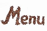 Menu word  written by coffee beans