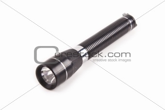 black flashlight isolated on white