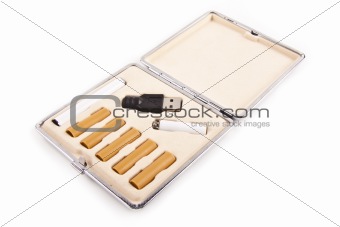 electric cigarette in box isolated