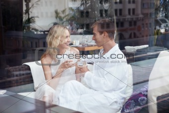 Young couple at restaurant 