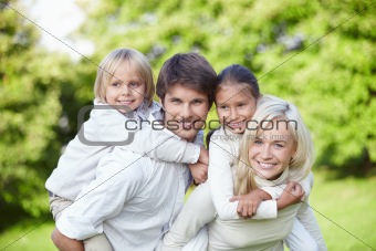 Young families with children outdoors