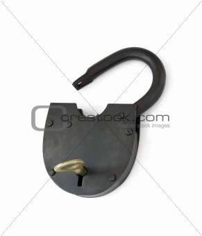 Open padlock and key