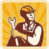Construction worker engineer mechanic holding spanner