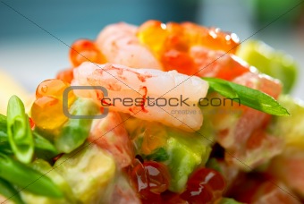 Salad of shrimps and avocado