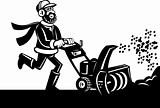 Man operating snow blower or thrower