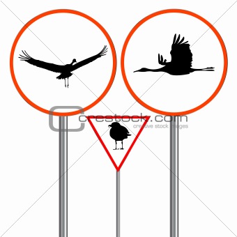 birds traffic sign