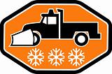 Snow plow truck with snowflake