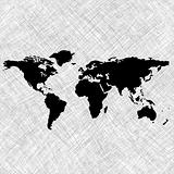black world map over grunge stripes