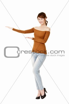 Young woman presenting