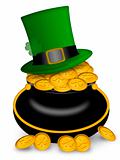 Saint Patricks Day Pot of Gold and Hat