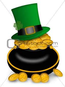 Saint Patricks Day Pot of Gold and Hat