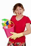 Screaming cleaning woman
