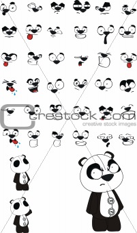 panda bear cartoon set