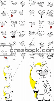 unicorn cartoon set