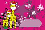 giraffe cartoon xmas background 1