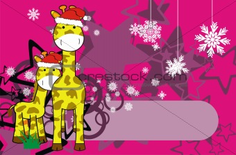 giraffe cartoon xmas background 1