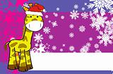 giraffe cartoon xmas background 4