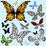 Set abstract butterflies