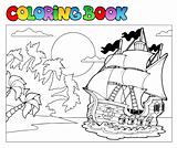 Coloring book with pirate scene 2