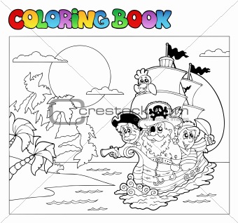 Coloring book with pirate scene 3