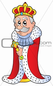 King holding sceptre