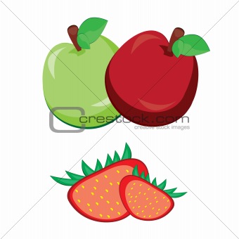 Apple with strawberry