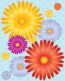 flowers with dotty background