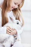 Girl and rabbits