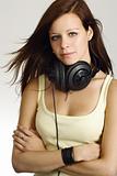 Female teenager with headphones