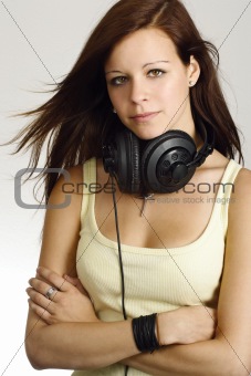 Female teenager with headphones
