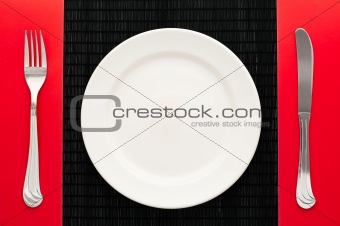 empty plate with fork and knife