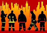Fire brigade in city