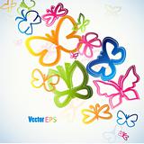 Illustration with colorful butterfly. Vector art