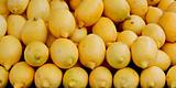 Stacks of lemons on street market