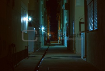Dark alley at night