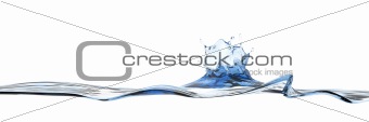 Wide water surface with water splash crown