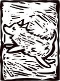 Leaping Dog Woodcut transparent