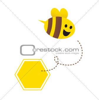 Little flying honey bee ( with yellow and brown stripes )