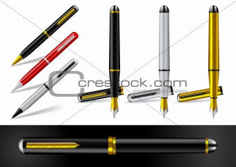 Fountain Pen and Ball Point Pen - Vector Illustration