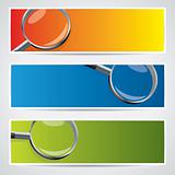 Colorful banner set with magnifiers