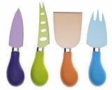 Set of Four Vibrant Colored Knives and Fork.