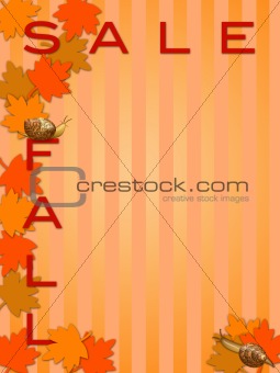 Fall  Sale Sign with Maple Tree Leaves and Snails