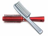 Two combs, red and sulfuric