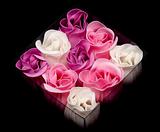Fabrics rose in transparent box