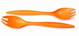 Two plastic orange forks