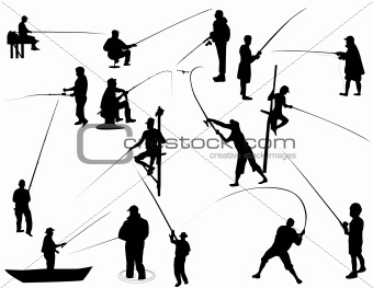 Set of Fisherman vector silhouettes