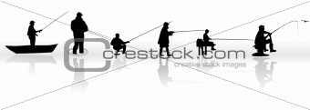 Set of Fisherman vector silhouettes