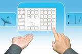 businessman hand pushing keyboard on a touch screen interface