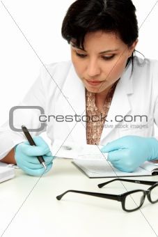 Scientist holding a fingerprint sample