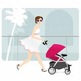 Mom and baby stroller